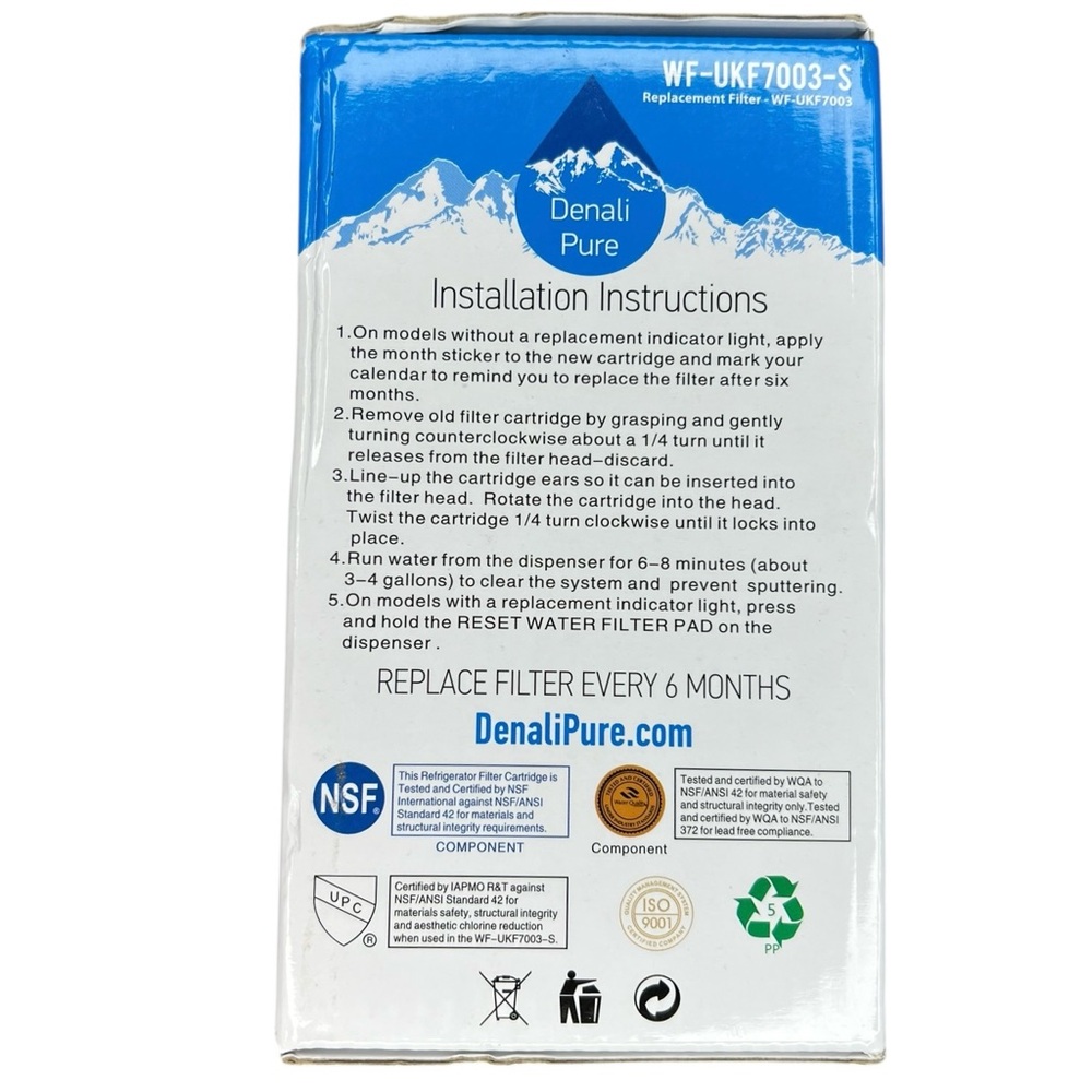 NEW Denali Pure Refrigerator Water Filter Replacement WF-UKF7003-S - Picture 2 of 3